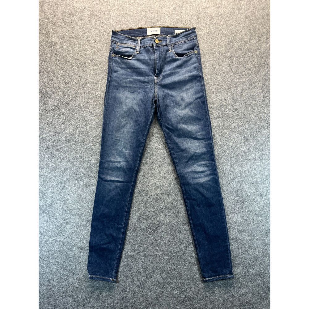 Frame Jeans Women's 27 Le High Skinny Dark Blue Stretch Denim High Rise
